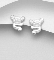 Sterling Silver Koala Stud Earrings