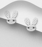 925 Sterling Silver Rabbit Stud Earrings