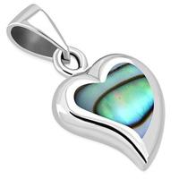 Abalone Shell Heart Silver Pendant