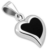 Black Onyx Heart Silver Pendant