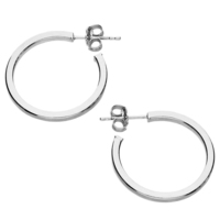 Sterling Silver Earring Square tube stud hoop
