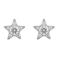 Sterling Silver Earring Cubic Zirconia Star