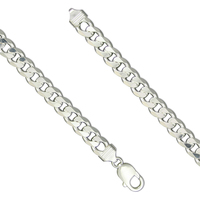 Sterling Silver Bracelet 23cm/9in heavy flat curb