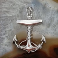 Sterling Silver Pendant Large anchor with entwined rope