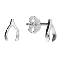 Sterling Silver Earring Rhodium-plated wishbone stud