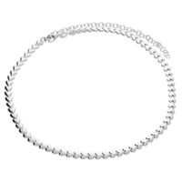 Sterling Silver Necklace 32-42cm/12.5"-16.5" choker with flat interlinked hearts