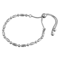 Sterling Silver Bracelet Round and oval beads chain slider
