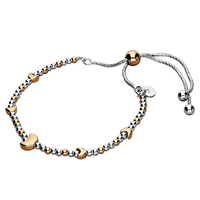 Sterling Silver Bracelet 2-tone moon and bead slider