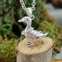 Sterling Silver Pendant Goose with heart necklace