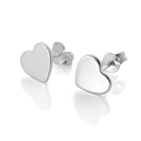 Sterling Silver Earring Plain flat heart stud