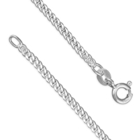 Sterling Silver Chain 46cm/18in medium diamond-cut curb
