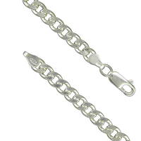 Sterling Silver Bracelet 21.5cm/8.5in Flat Curb