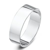 Sterling Silver Ring 6mm Heavy Flat Wedding Band