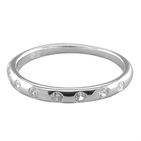 Sterling Silver Ring Cubic ZIrconias in Plain Band