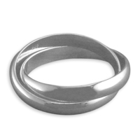 Sterling Silver Ring Double Interlinked Narrow Bands