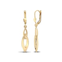 9ct Yellow Gold Lens Shaped Cocoon Pod Drop Earrings
