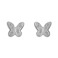 18ct Gold Earring  White gold Diamond Butterfly stud 0.040ct