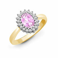 9ct Yellow Gold Diamond 0.23ct And Pink Sapphire Ring