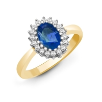 9ct Yellow Gold Diamond 0.23ct And Blue Sapphire Ring