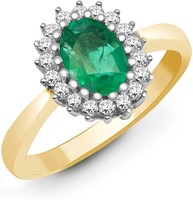 9ct Yellow Gold Diamond 0.23ct And Emerald Ring