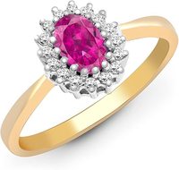 9ct Yellow Gold Diamond 0.12ct And Pink Sapphire Ring