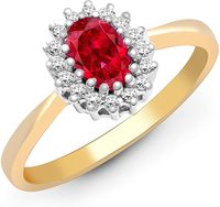 9ct Yellow Gold Diamond 0.12ct And Ruby Ring