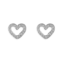 18ct Gold Diamond Earrings White gold heart stud 0.080ct