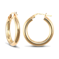 9ct yellow gold 3mm polished round-tube creole hoops