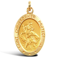 9ct Yellow Gold St Christopher Pendant 010