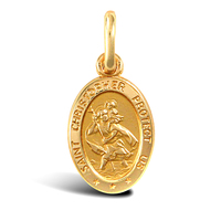 9ct Yellow Gold St Christopher Pendant 012