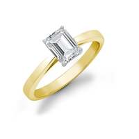 18ct Yellow Gold 1ct Emerald Cut Diamond Solitaire Ring