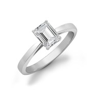 18ct White Gold 25pts Emerald Cut Solitaire Diamond Ring