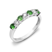 18ct White Gold Diamond-0.33ct Emerald-0.45ct 1\2 Eternity Ring