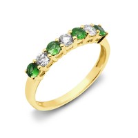 18ct Yellow Gold Diamond-0.33ct Emerald-0.40ct 1\2 Eternity Ring