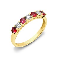 18ct Yellow Gold Diamond-0.33ct Ruby-0.45ct 1\2 Eternity Ring