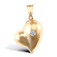 9ct Yellow Gold Heart Charm With An inset Cubic Zirconia