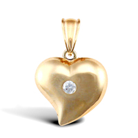 9ct Yellow Gold Heart Charm With An inset Cubic Zirconia 01