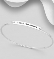 Sterling Silver "I LOVE YOU, MOMMY" Bar Bangle