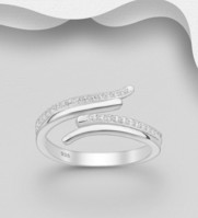 Sterling Silver Adjustable Ring, With Cubic Zirconia's