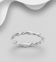 Sterling Silver Twisted Wire Wrapped Around Band Ring