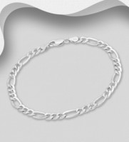 ITALIAN DELIGHT - 8.0" Sterling Silver Figaro Chain, Made in Italy