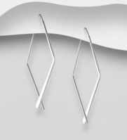Sterling Silver Rhombus Drop Earrings