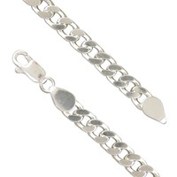 Sterling Silver Bracelet 23cm/9in flat curb