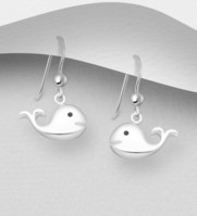 Sterling Silver Whale Drop Earrings
