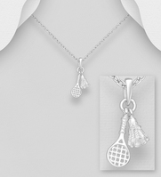 Sterling Silver Badminton Racket & Shuttlecock Pendant