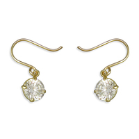 9ct Gold Earring  5mm cubic zirconia hook-in drop
