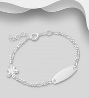 ITALIAN DELIGHT 5.5"-6" Sterling Silver Butterfly & Tag Bracelet, Made in Italy