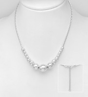 Sterling Silver 17.5"-19.5" Ball Necklace