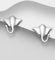 Sterling Silver Oxidized Stingray Stud Earrings
