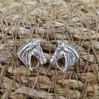 Sterling Silver Oxidized Horse Stud Earrings